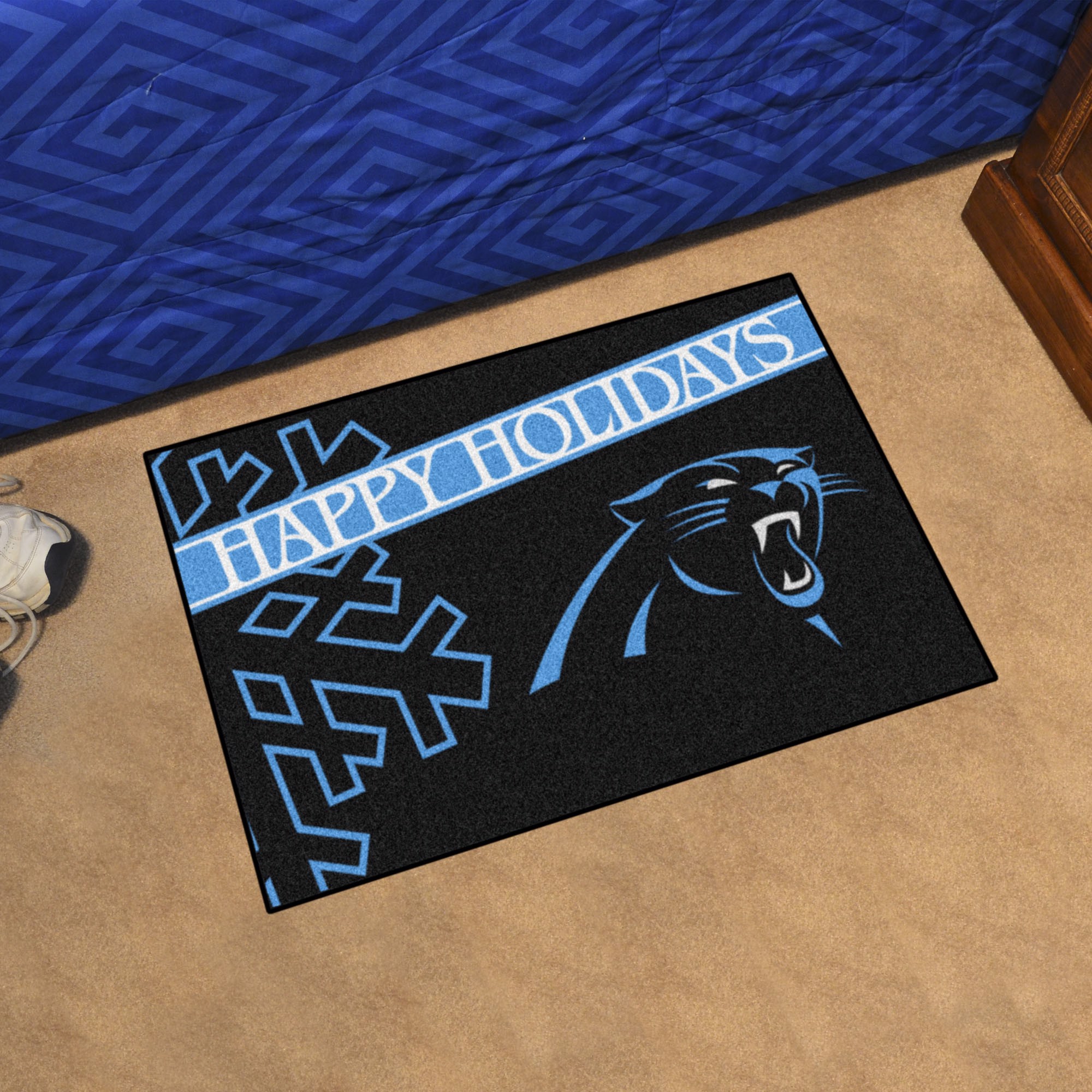 Fanmats Carolina Panthers Happy Holidays Starter Mat