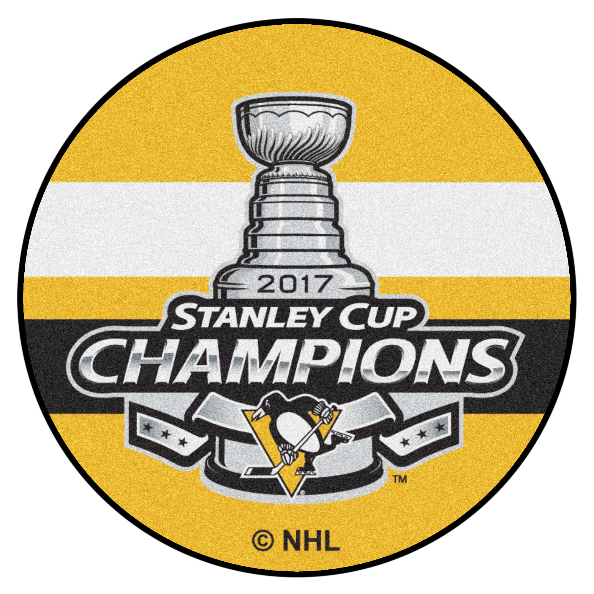 Fanmats | Pittsburgh Penguins 2017 Stanley Cup Champions Hockey Puck Mat