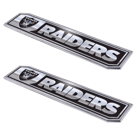 FANMATS 60466 Las Vegas Raiders Heavy Duty Aluminum Embossed Color Emblem,  Auto Emblem Decal