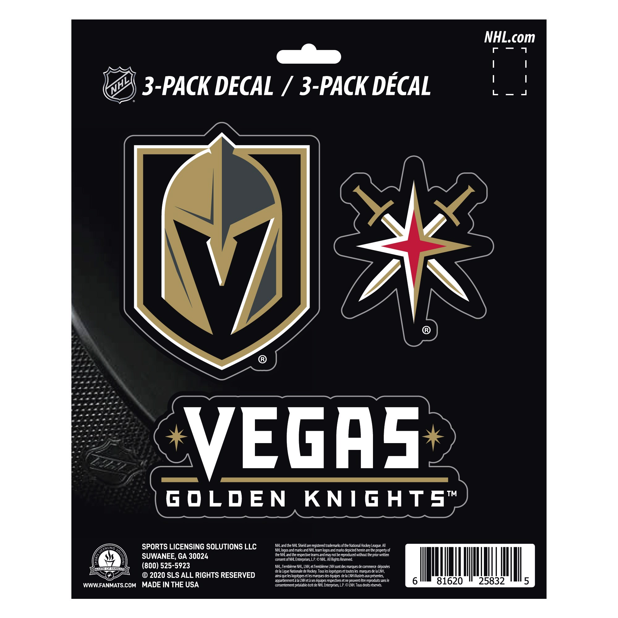 Fanmats Vegas Golden Knights Decal 3 Pk 