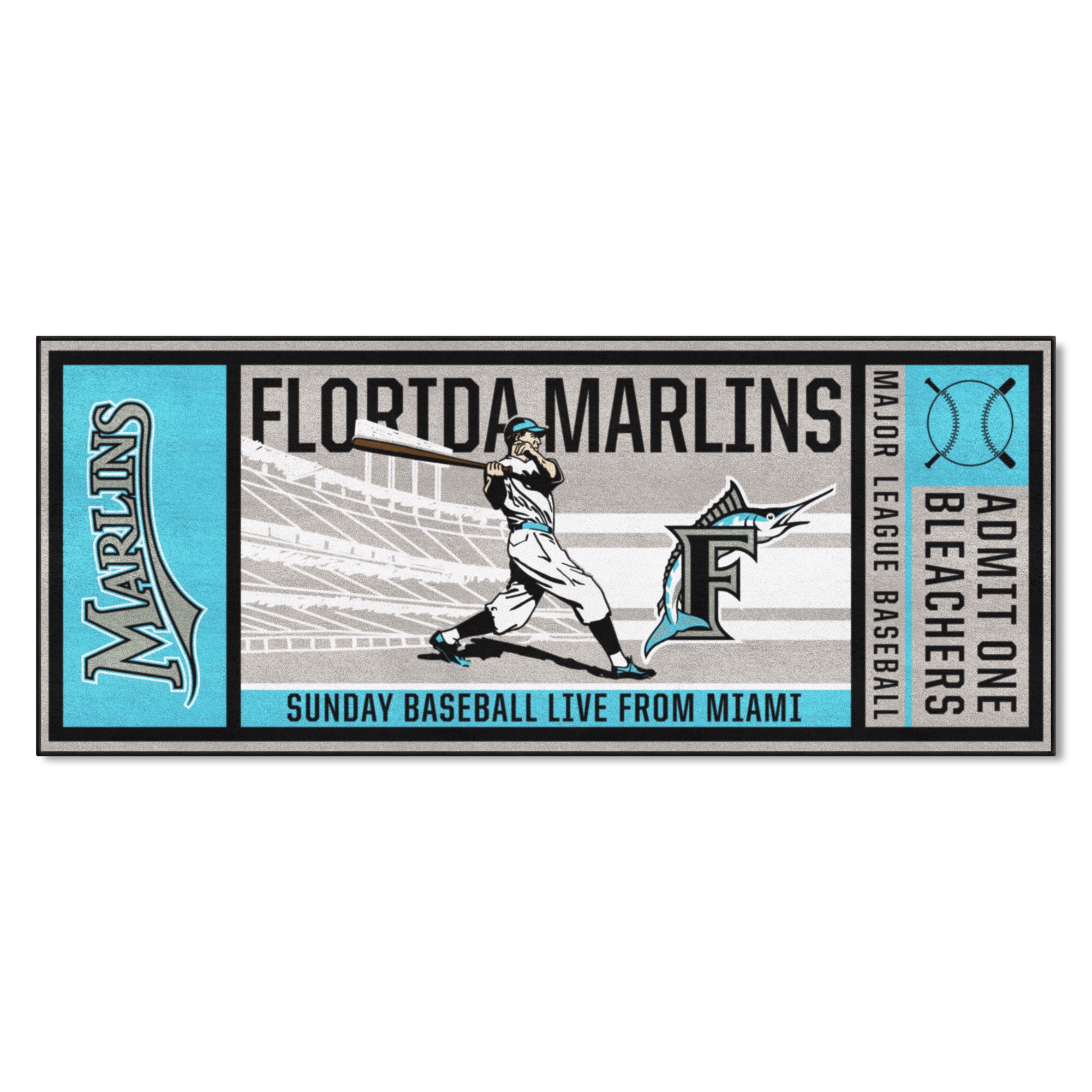 Florida Marlins 8ft. x 10 ft. Plush Area Rug - Retro Collection