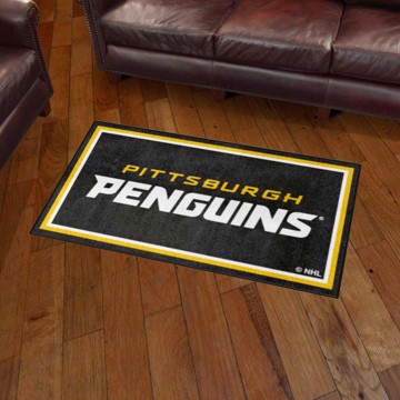 Pittsburgh Penguins Retro Alt Moscot Hockey Puck Shaped Area Rug