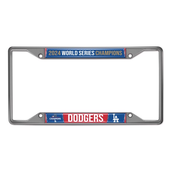 Picture of MLB - Los Angeles Dodgers - 2024 World Series Champions Chrome Metal License Plate Frame, 6.25in x 12.25in